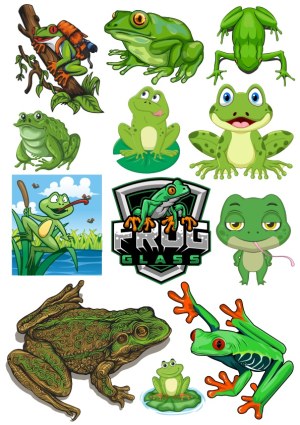 Collection of Cartoon and Realistic Frog Illustrations Free Vector