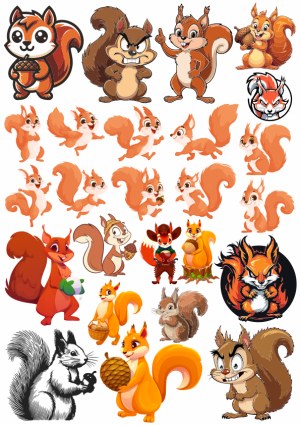 Collection of Cartoon and Realistic Squirrel Illustrations Free Vector