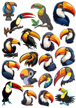 Colorful Toucan Bird Vector Illustrations Collection Free Vector