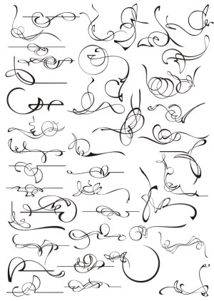Set of Decorative Swirl Flourishes for Design Free Vector