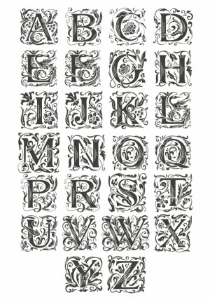 Ornate Vintage Decorative Floral Alphabet Letters Free Vector