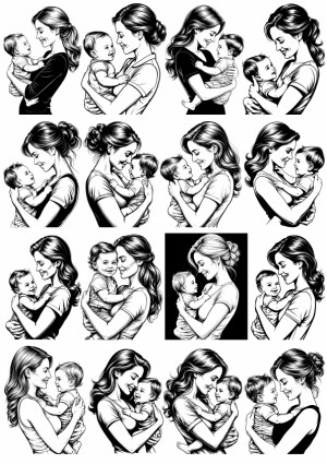 Mother Holding Baby Vector Illustrations Free Vector