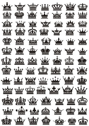 Set of 80 Black Silhouette Crown Vector Icons Free Vector