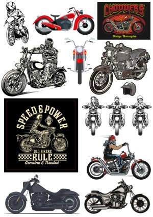 Vintage and Modern Motorcycle Vector Collection with Riders Free Vector