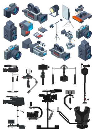 Isometric Video and Photography Equipment Vector Icons Free Vector