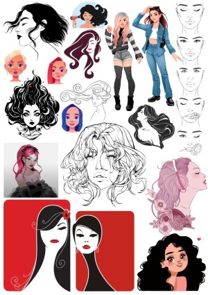 Diverse Female Portraits and Hairstyle Vectors Free Vector
