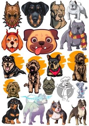Collection of Various Dog Breed Cartoon and Realistic Vector Illustrations Free Vector