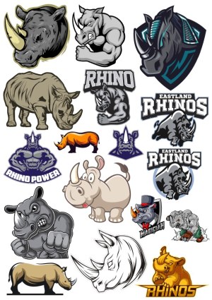 Rhino Mascot and Logo Vector Collection Free Vector
