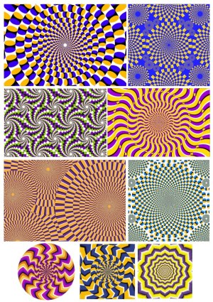 Collection of Colorful Optical Illusion Spiral Patterns Free Vector
