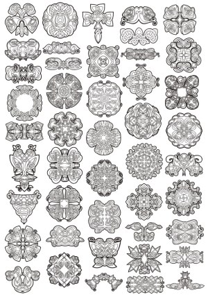 Set of 45 Celtic Knotwork and Ornamental Vector Designs Free Vector