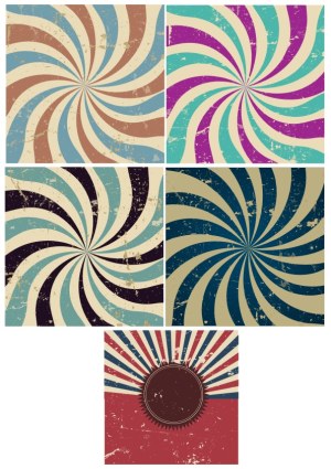 Vintage Radial Swirl and Sunburst Backgrounds Set Free Vector