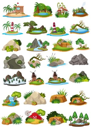 Various Nature and Landscape Scene Vector Illustrations Free Vector