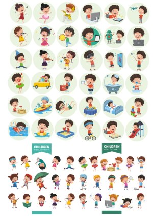 Children Activities Vector Collection: Play, Learn, and Explore Free Vector