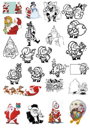 Collection of Santa Claus and Christmas Holiday Vector Illustrations Free Vector