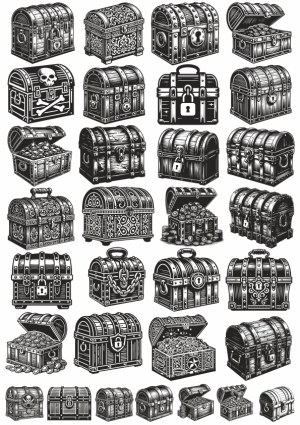 Detailed Vintage Treasure Chest Vector Collection Free Vector