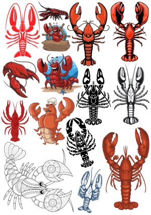 Vector collection of lobster and crayfish illustrations Free Vector