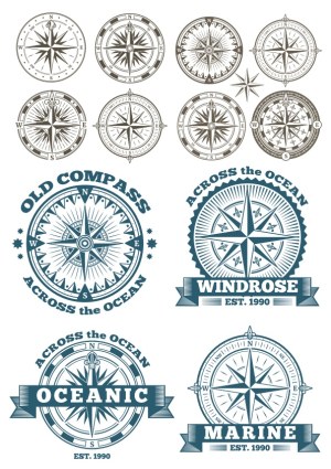 Vintage and Decorative Compass Rose Vector Collection Free Vector