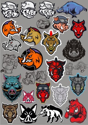 Collection of Wild Boar and Warthog Mascot Logos and Illustrations Free Vector