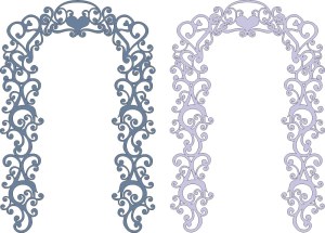 Ornate Heart and Scroll Decorative Frames in Blue and Lavender Free Vector