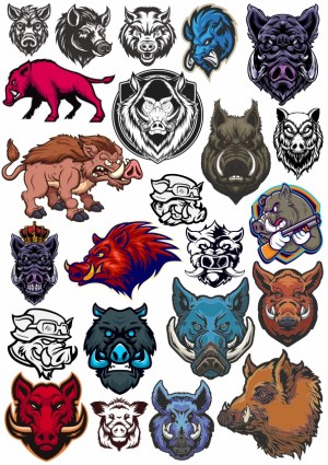 Collection of Boar and Wild Hog Vector Mascots and Logos Free Vector