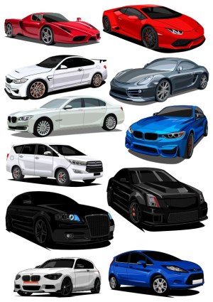 Collection of Various Car Vector Illustrations Free Vector