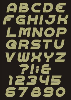 Retro Style Line Pattern Alphabet and Numbers Vector Free Vector