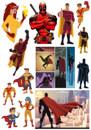 Superhero Characters and Scenes Vector Collection Free Vector