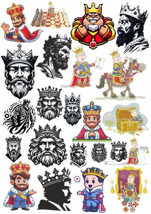 Collection of King and Royalty Vector Illustrations and Silhouettes Free Vector