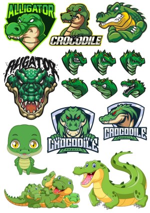 Collection of Cartoon and Mascot Alligator and Crocodile Vector Illustrations Free Vector