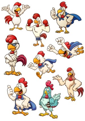 Cartoon Rooster Characters Collection Free Vector