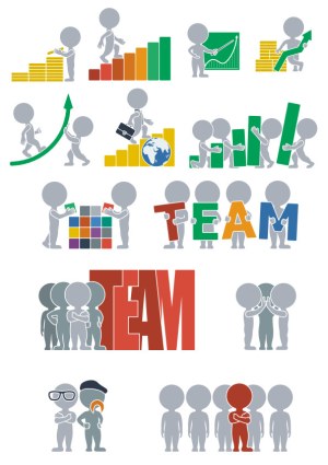 Teamwork and Business Growth Concept Stick Figures Vector Set Free Vector