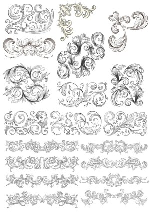 Ornate Vintage Floral Decorative Vector Elements Free Vector