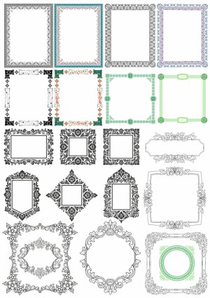 Collection of Ornate Decorative Vintage Frames and Borders Free Vector