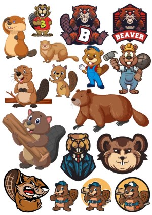 Beaver Cartoon and Mascot Vector Collection Free Vector