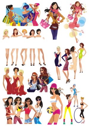 Fashion and Fitness Women Vector Characters Collection Free Vector