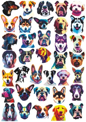 Colorful Vector Portraits of Various Dog Breeds Free Vector