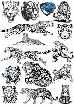 Collection of Leopard and Cheetah Vector Illustrations and Logos Free Vector