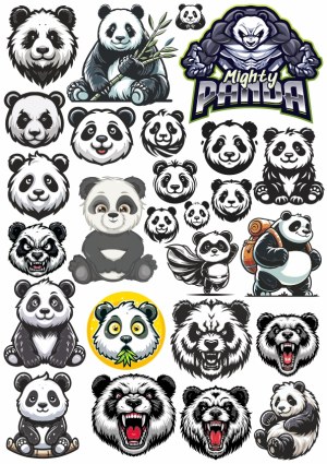 Collection of Cartoon and Mascot Panda Illustrations Free Vector