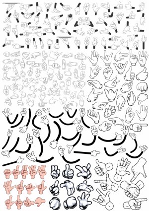 Large Collection of Hand Gesture Vector Illustrations Free Vector