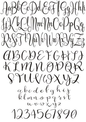 Elegant Calligraphy Alphabet and Numerals Set Free Vector