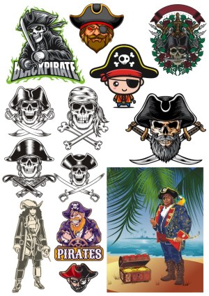 Collection of Pirate Themed Vector Illustrations and Mascots Free Vector