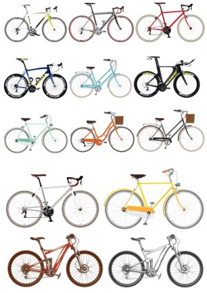 Collection of Various Bicycle Types Vector Illustration Free Vector