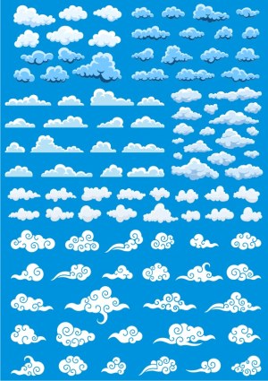 Collection of Various Stylized Cloud Vector Icons Free Vector