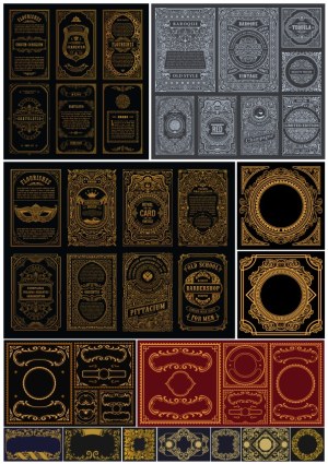 Vintage Ornate Baroque and Flourish Label and Frame Vector Set Free Vector
