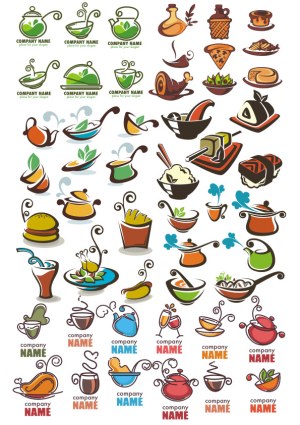 Food and Beverage Vector Icons with Logo Templates Free Vector