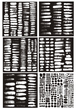 Set of Abstract Black and White Brush Stroke Vectors Free Vector
