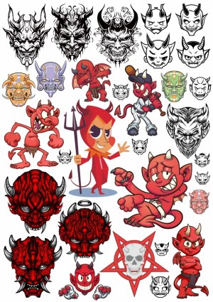 Devil and Demon Cartoon and Tribal Tattoo Vector Collection Free Vector