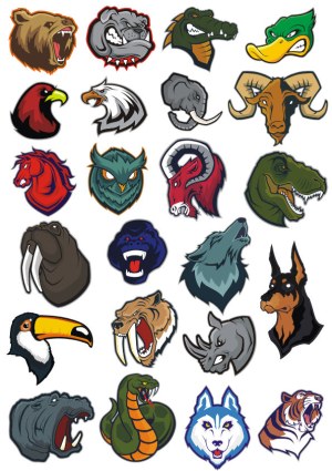 Collection of Fierce Animal Mascot Vector Heads Free Vector