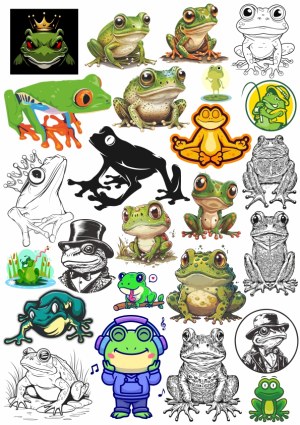 Variety of Frog Illustrations and Cartoon Frog Characters Free Vector