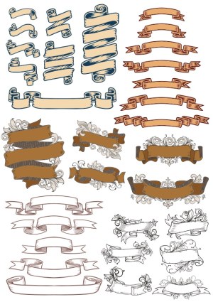 Vintage Ribbon and Banner Vector Set Free Vector
